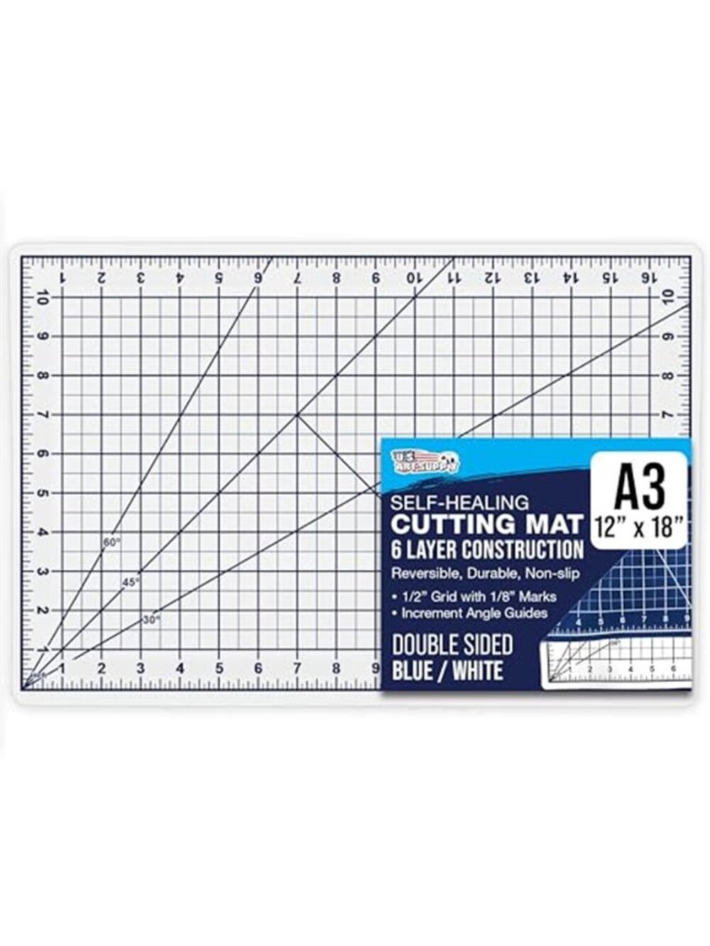 12" x 18" Self-Healing Cutting Mat 5-Ply - Double-Sided White/Blue Craft Mat